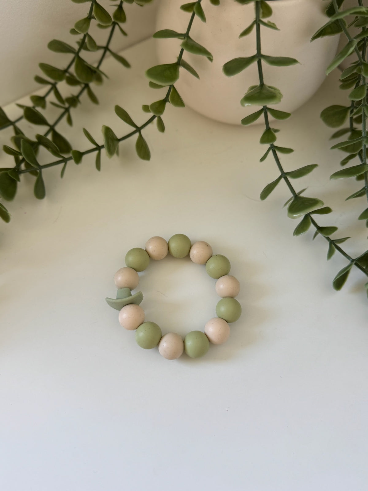 Sage cowboy hat teething ring