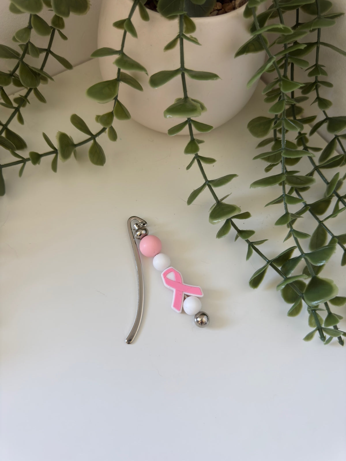 Breast cancer silicone beaded bookmark