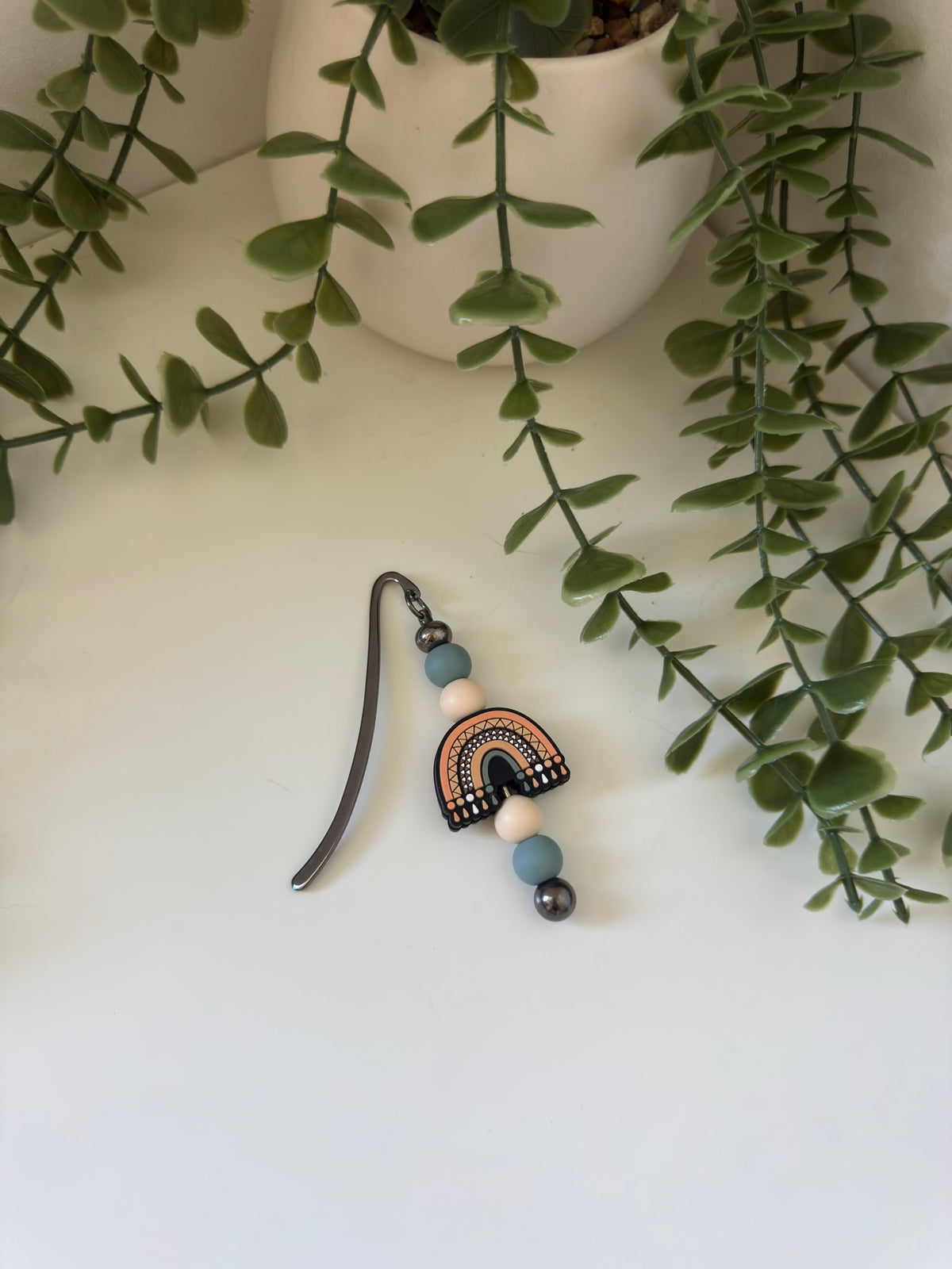 Rainbow silicone beaded bookmark