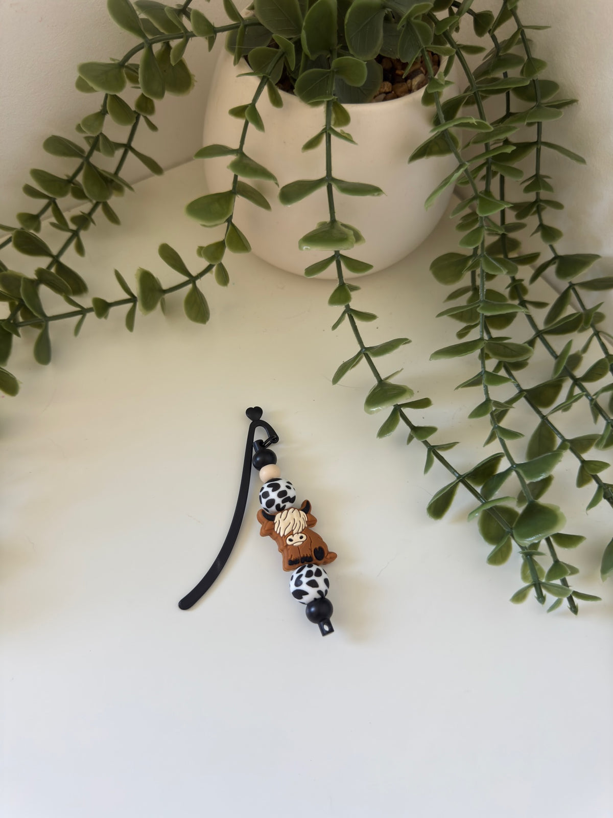 Highland cow silicone beaded bookmark