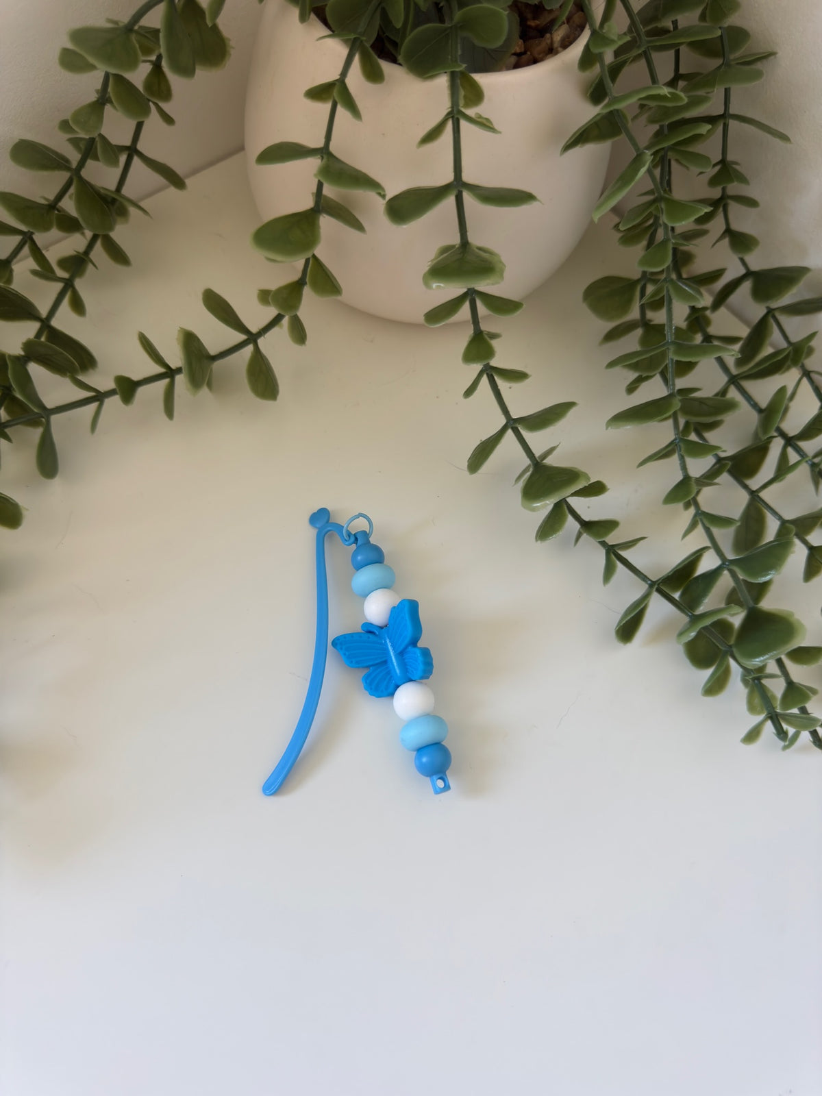 Blue butterfly silicone beaded bookmark