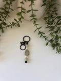 Sage leaf metal keychain
