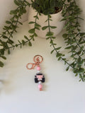 Pink car metal keychain