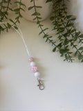 Pink cow print lanyard