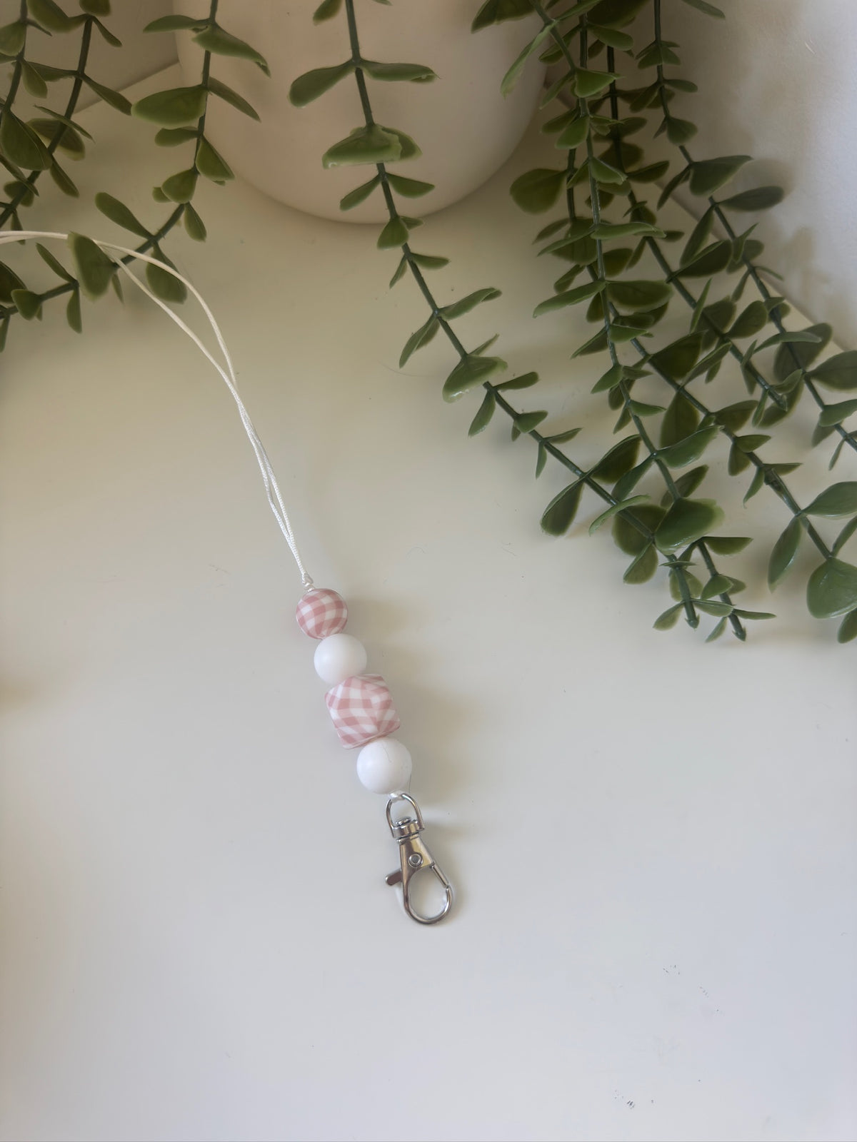 Pink cow print lanyard