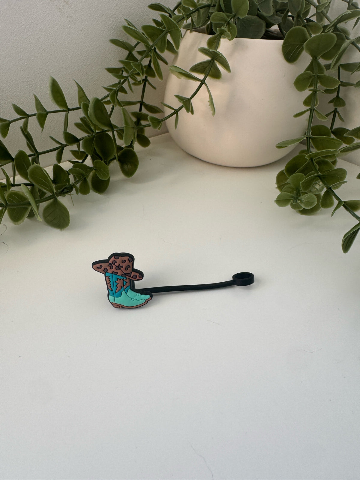 Cowboy boots silicone straw topper